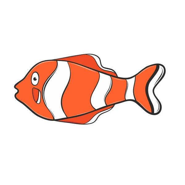 Colorful Tropic Fish Cartoon Style Hand Drawn Design — Stockvektor