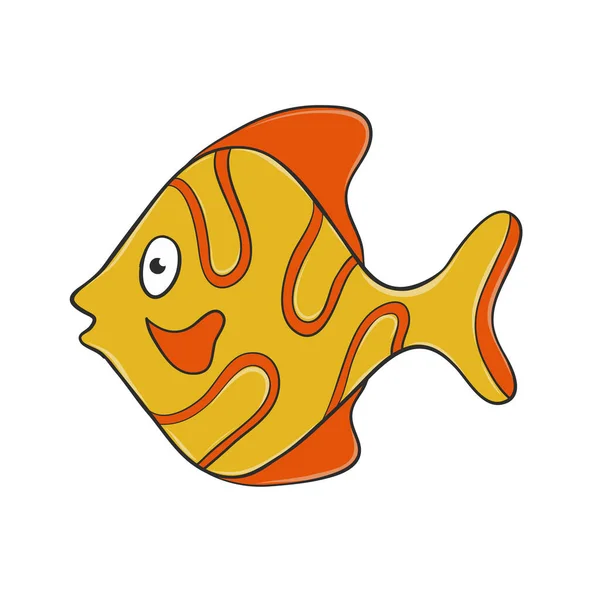 Colorful Tropic Fish Cartoon Style Hand Drawn Design —  Vetores de Stock