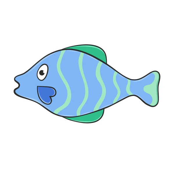 Bunte Tropische Fische Cartoon Stil Hand Für Design Gezeichnet — Stockvektor