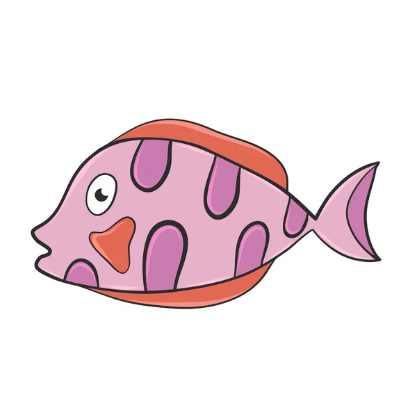 Colorful Tropic Fish Cartoon Style Hand Drawn Design —  Vetores de Stock