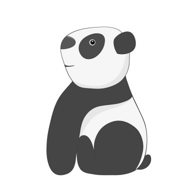 Funny smiling panda cartoon style hand drawn