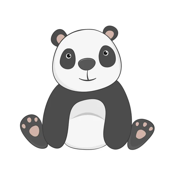 Funny Smiling Panda Cartoon Style Hand Drawn — Stockvektor