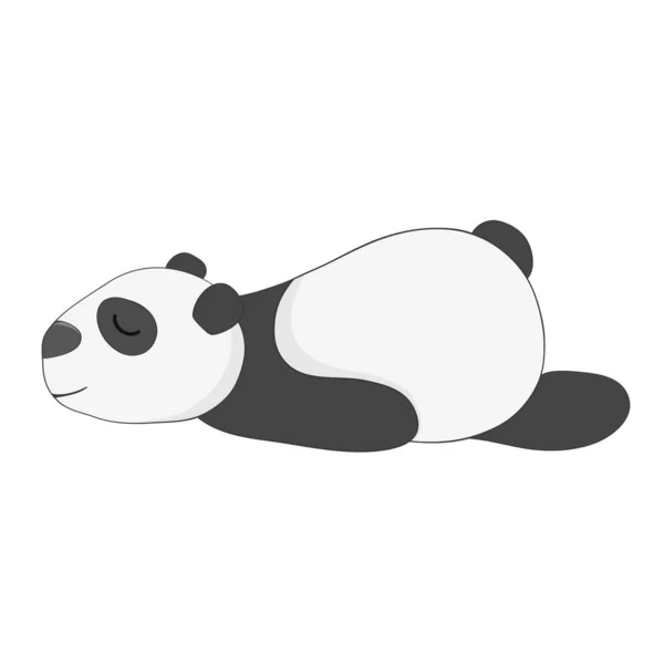 Funny Sleeping Panda Cartoon Style Hand Drawn — 스톡 벡터
