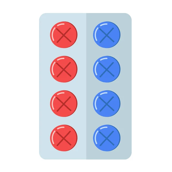 Blister Red Blue Pills Flat Style Medicine Healthcare Design — Image vectorielle