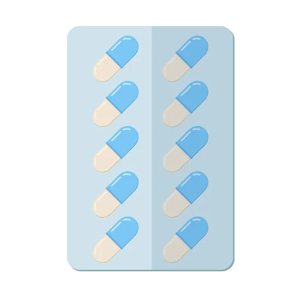 Blister Pills Flat Style Medicine Healthcare Design — Stockvektor