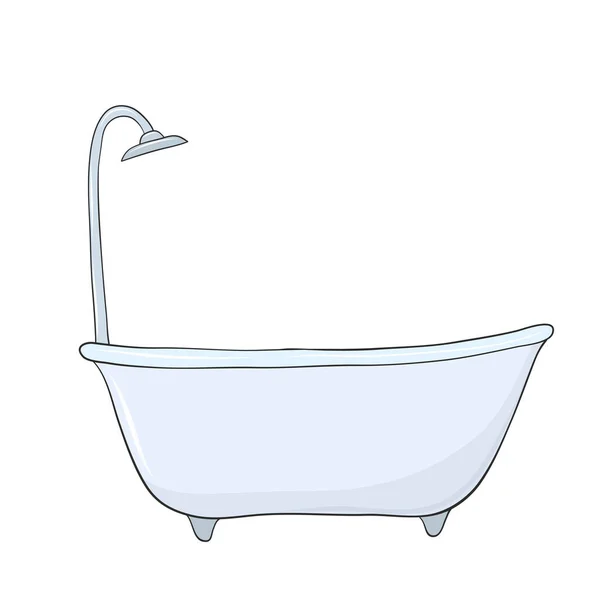 Biała Kąpiel Ceramiczna Rączką Prysznicową Projektowania Kąpieli — Wektor stockowy