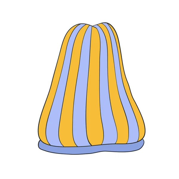 Sombrero Lana Azul Amarillo Dibujado Mano Para Diseño — Vector de stock