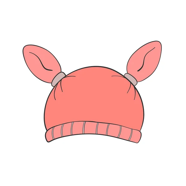 デザインのために描かれたピンクウールの帽子の手 — ストックベクタ