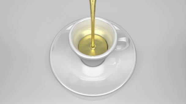 Riempimento Tazza Caffè Con Miscela Dorata Metafora Caffè Fine Rendering — Video Stock