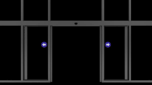 Entrada Visão Subjetiva Uma Porta Automática Correr Que Abre Renderização — Vídeo de Stock
