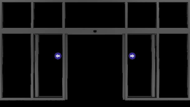 Entrada Visão Subjetiva Uma Porta Automática Correr Que Abre Renderização — Vídeo de Stock
