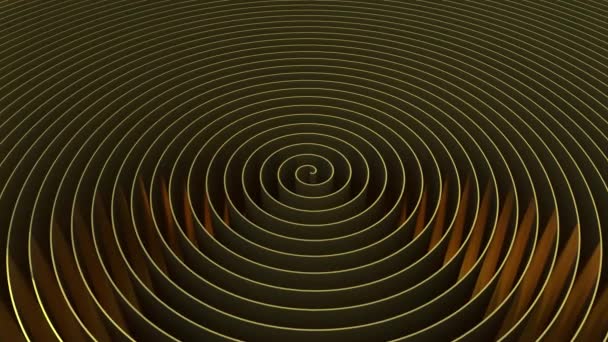 Golden Concentric Spiral Rotates Itself Alpha Channel Rendering Illustration — Stok video