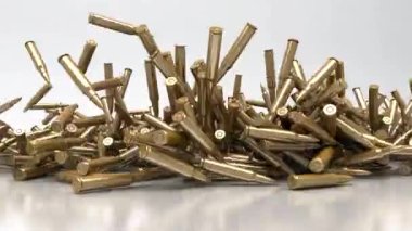 Mermiler, fişekler, silahlar, savaş, saldırı, izole edilmiş beyaz arka planda 3D görüntü