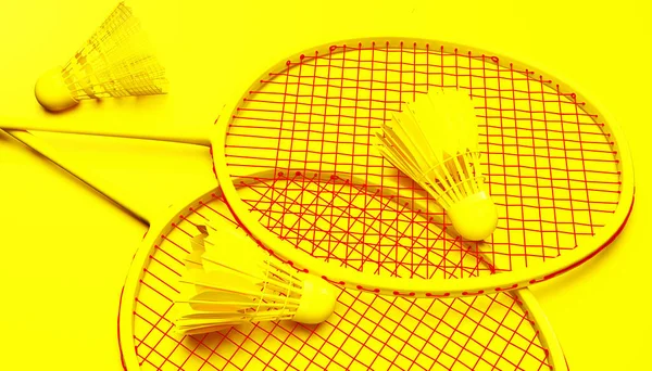 Monochrome Bagminton Racket Yellow Background Rendering Illustration — стоковое фото