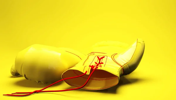 Yellow Boxing Gloves Yellow Monochrome Background — Φωτογραφία Αρχείου