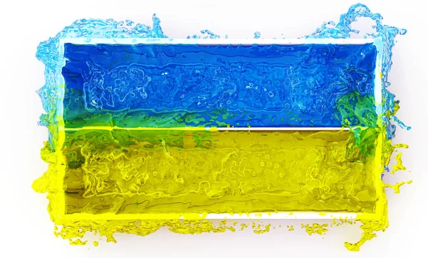 Bandeira Ucraniana Formada Por Fluidos Coloridos Metáfora Resistência Força Para — Fotografia de Stock