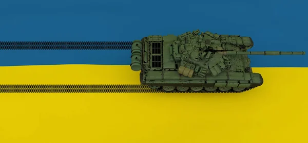 ロシアとウクライナの戦争の比喩表現 ウクライナの旗の色は平和旗から消去され ロシアの旗 3Dレンダリング 3Dイラストに置き換えられます — ストック写真