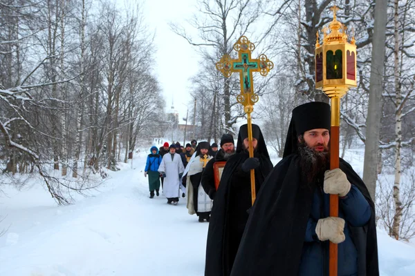 Religiösa processionen på en kristen helgdag epiphany Stockbild