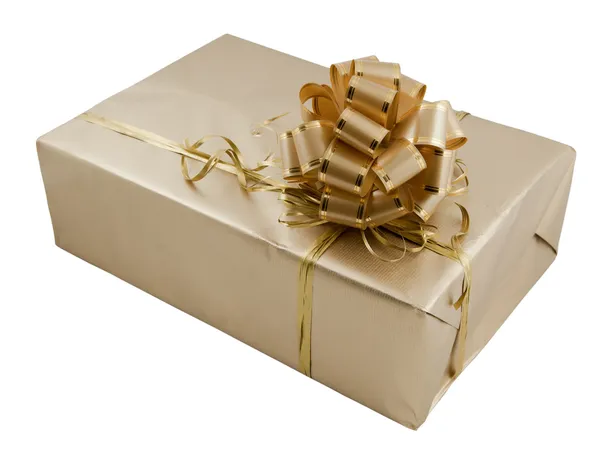 Gift box in gold — Stock Photo, Image