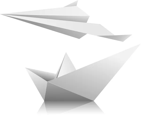 Letadlo a loď — Stockový vektor