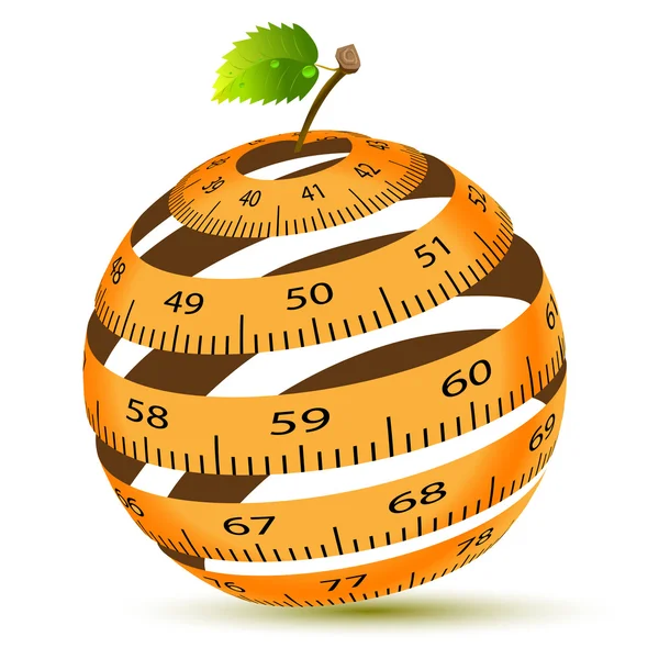Apple and measuring tape — Stock Vector