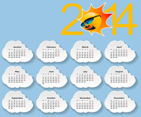 Calendario 2014 . — Archivo Imágenes Vectoriales