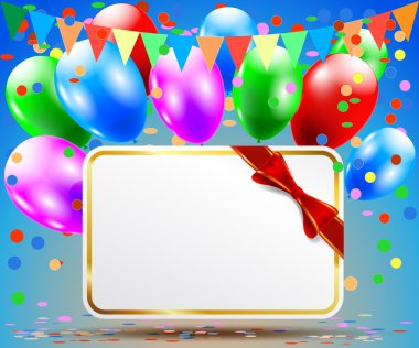 Balonlar ve bir yay ile kartpostal