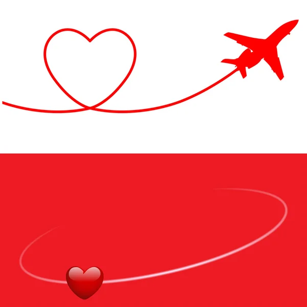 Plane and Heart — Stock Vector