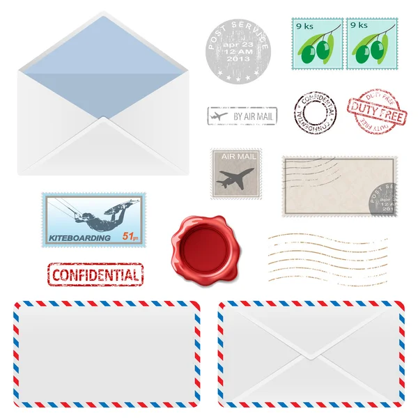Ícones de negócios postais — Vetor de Stock