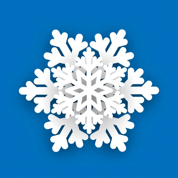 Christmas Snowflake Symbol White Paper Icon Winter Blue — Stock Vector