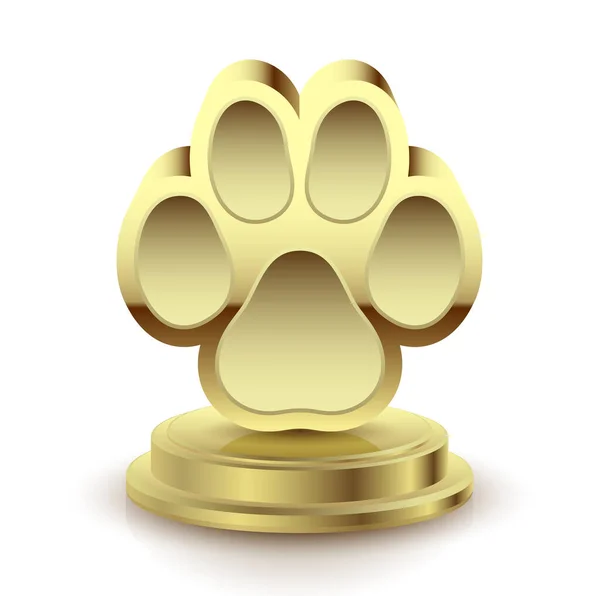 Golden Trophy Winner Dog Paw White — Stock Vector