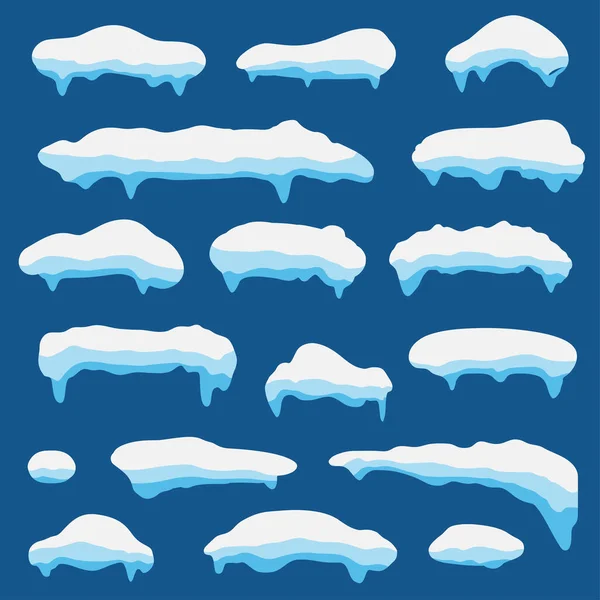 Casquettes Neige Pour Décoration Hiver Dessin Animé Icône Enneigée Sur — Image vectorielle