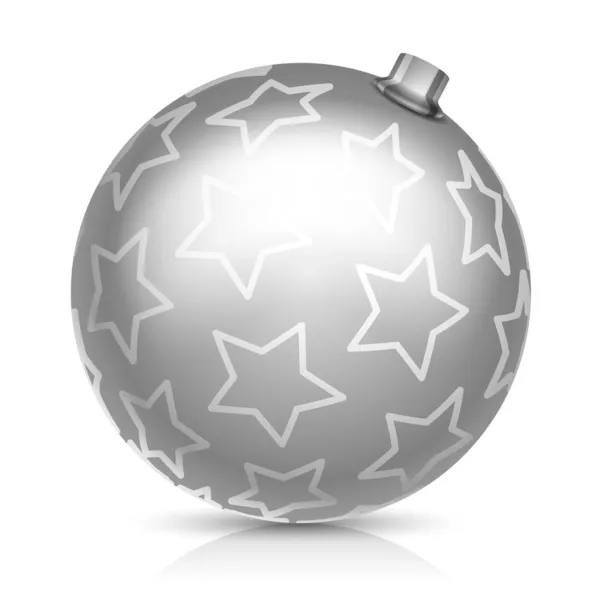 Bola Natal Prata Com Estrelas Fundo Branco — Vetor de Stock