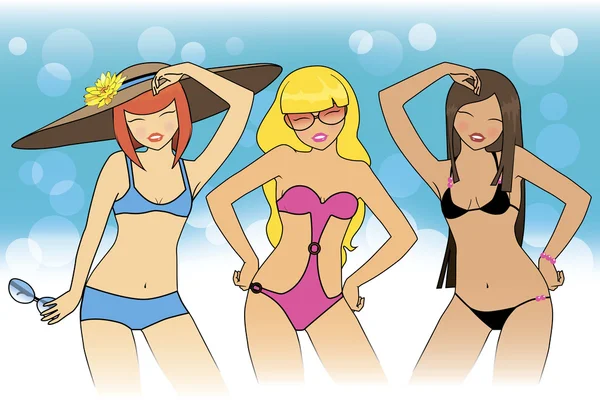 Filles en maillots de bain — Image vectorielle