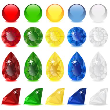 Set of precious color stones clipart