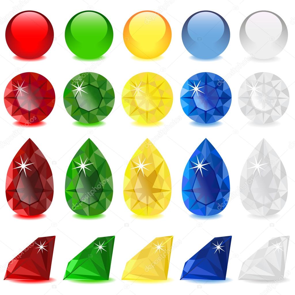 Set of precious color stones