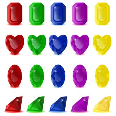 set 2 renkli değerli taş