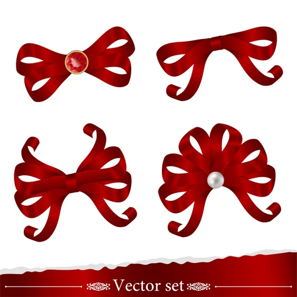 Conjunto de fitas vermelhas para design de decoração — Vetor de Stock