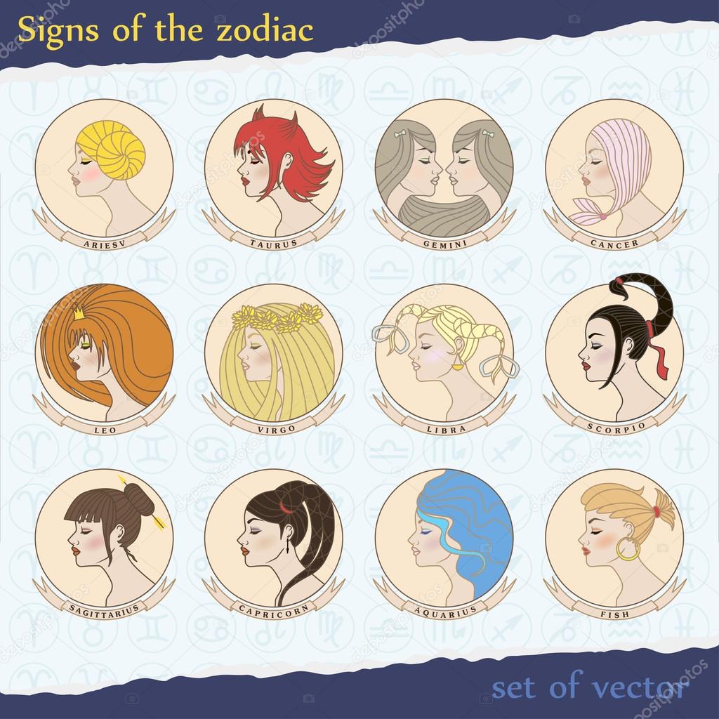 Vector set of zodiac signs