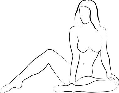 Nude woman sitting