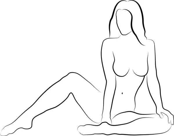 裸体女人坐 — 图库矢量图片