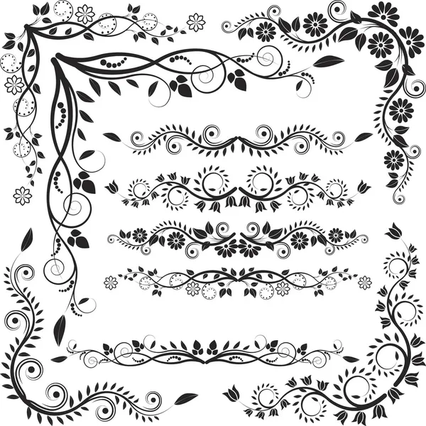 Floral corners and borders — Stock Vector