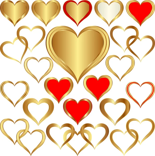 Corazones de Oro — Vector de stock