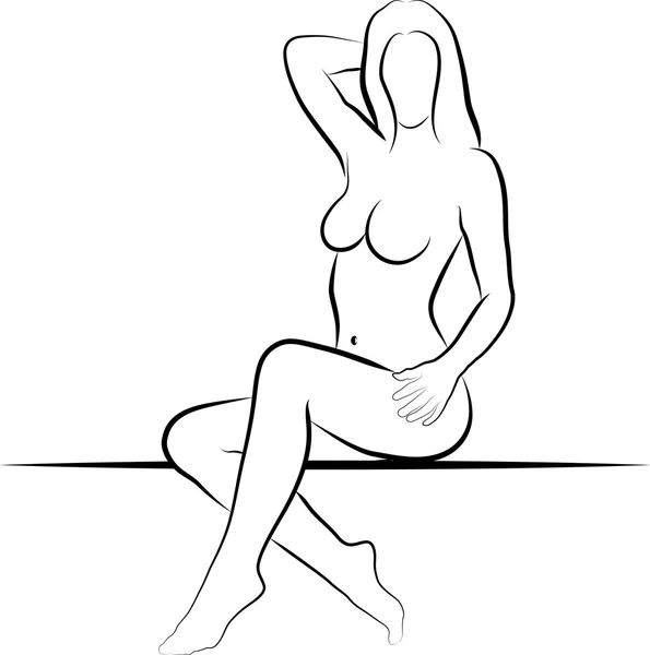 Een Kleurplaat Van Een Naakt Meisje Kostenlose Illustration Frau