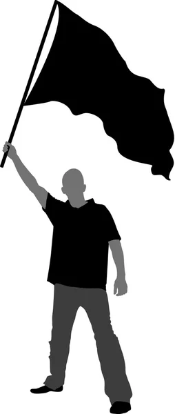 Hombre con bandera — Vector de stock