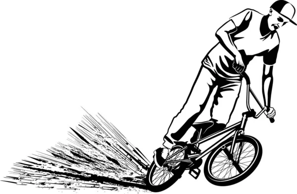 Bmx Cyclist Monochromatic Vector Illustration — Stock Vector