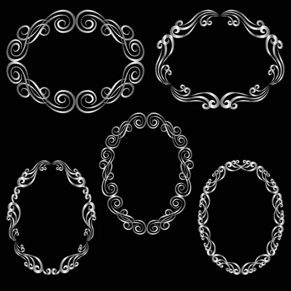 Set Decorative Silver Frames — Stock Vector