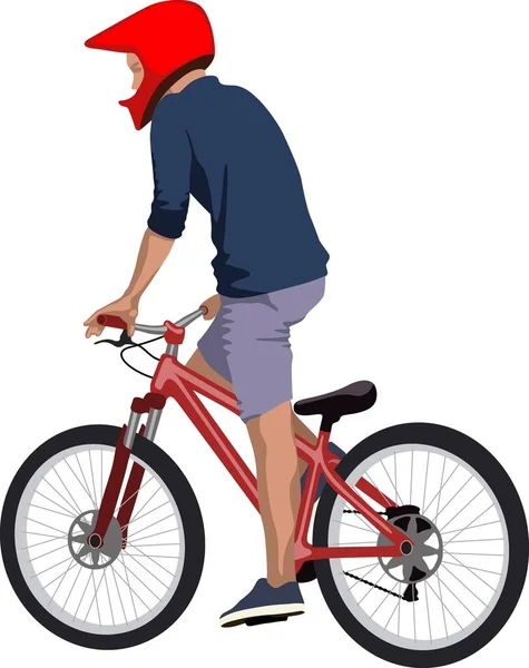 Ciclista Aislado Bicicleta Mtb — Vector de stock