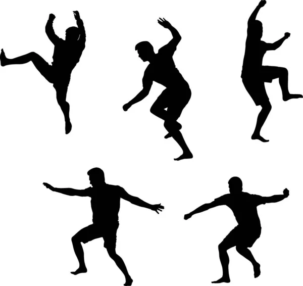 Jumping Males Silhouettes Vector Illustration — Stock Vector