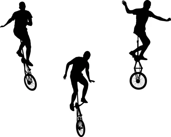 Man Unicycle Silhouettes Vector Illustration — Stock Vector